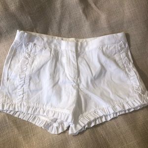 Crew cuts white shorts ruffle down pockets sz 14